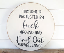 Load image into Gallery viewer, Fuck Around And Find Out Round Wood Door Sign
