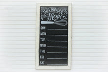 Load image into Gallery viewer, Rustic Kitchen Sign, Chalkboard Menu, Weekly Meal Planner, White, Framed Chalkboard