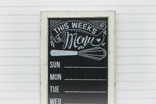 Load image into Gallery viewer, Rustic Kitchen Sign, Chalkboard Menu, Weekly Meal Planner, White, Framed Chalkboard