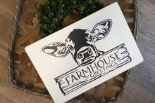 Load image into Gallery viewer, Farmhouse Greetings Framed Wood Cow Sign