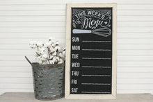 Load image into Gallery viewer, Rustic Kitchen Sign, Chalkboard Menu, Weekly Meal Planner, White, Framed Chalkboard

